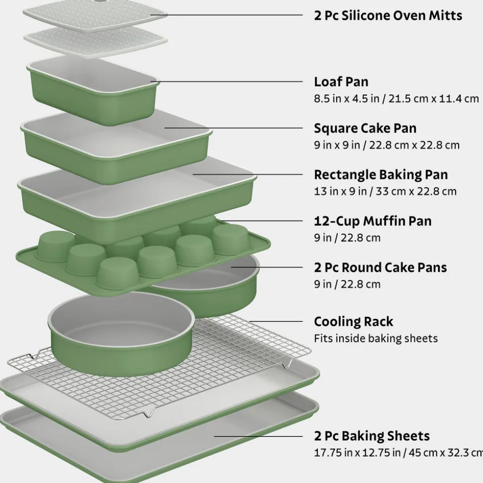 9 Piece Ceramic Nonstick Bakeware Set