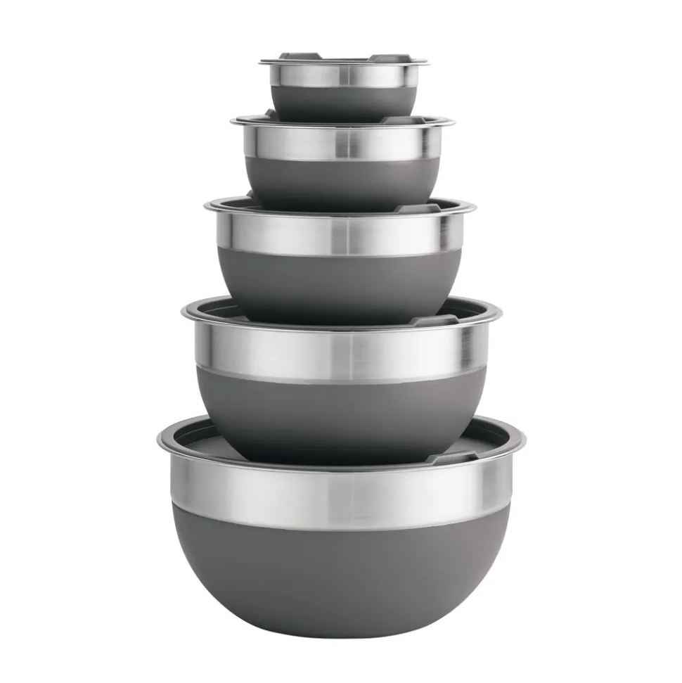 10 Piece Covered Stainless Steel and Silicone Mixing Bowl Set