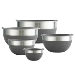 10 Piece Covered Stainless Steel and Silicone Mixing Bowl Set