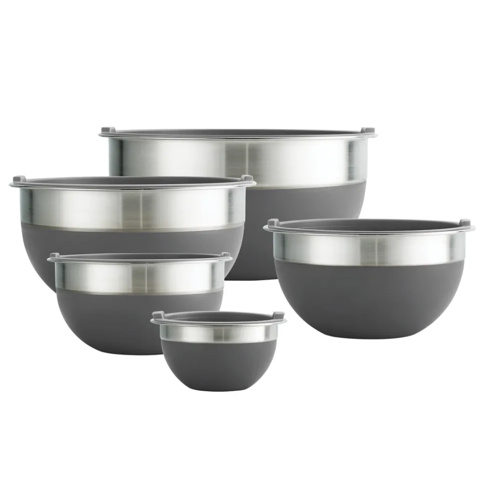 10 Piece Covered Stainless Steel and Silicone Mixing Bowl Set