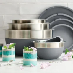 10 Piece Covered Stainless Steel and Silicone Mixing Bowl Set
