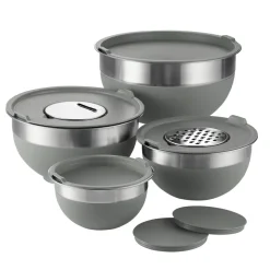 10 Piece Covered Stainless Steel and Silicone Mixing Bowl Set with Grating Tools