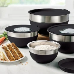 10 Piece Covered Stainless Steel and Silicone Mixing Bowl Set with Grating Tools