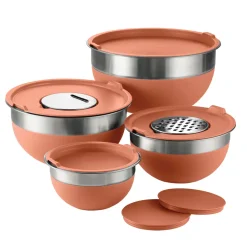 10 Piece Covered Stainless Steel and Silicone Mixing Bowl Set with Grating Tools