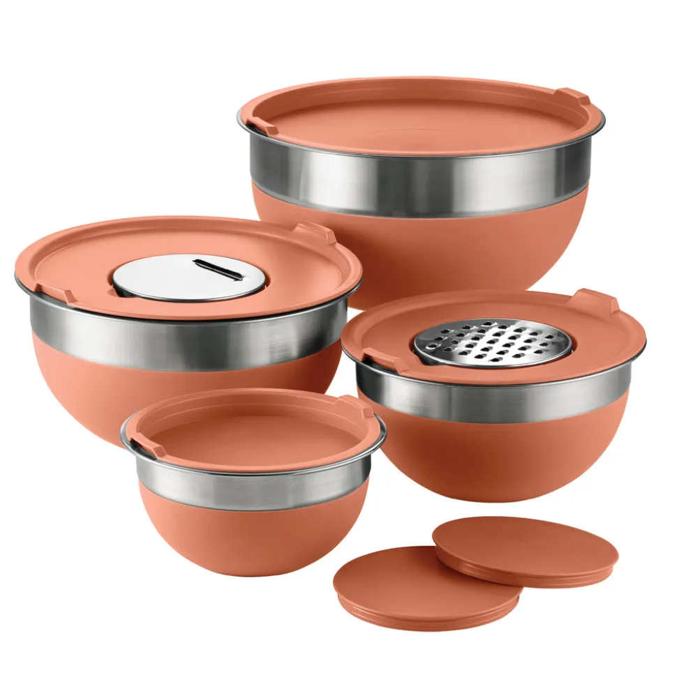 10 Piece Covered Stainless Steel and Silicone Mixing Bowl Set with Grating Tools