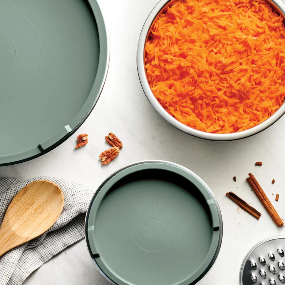 10 Piece Covered Stainless Steel and Silicone Mixing Bowl Set with Grating Tools