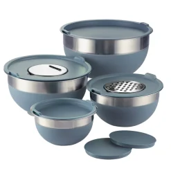 10 Piece Covered Stainless Steel and Silicone Mixing Bowl Set with Grating Tools