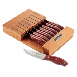 9 Piece 5 in Porterhouse Steak Knife Set with Multi-Purpose Block