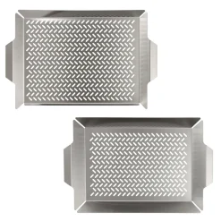 2 Piece Outdoor Roasting Grill Pan Set