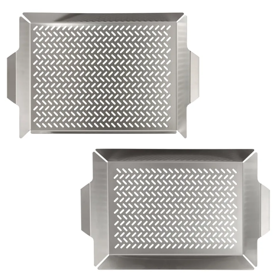 2 Piece Outdoor Roasting Grill Pan Set