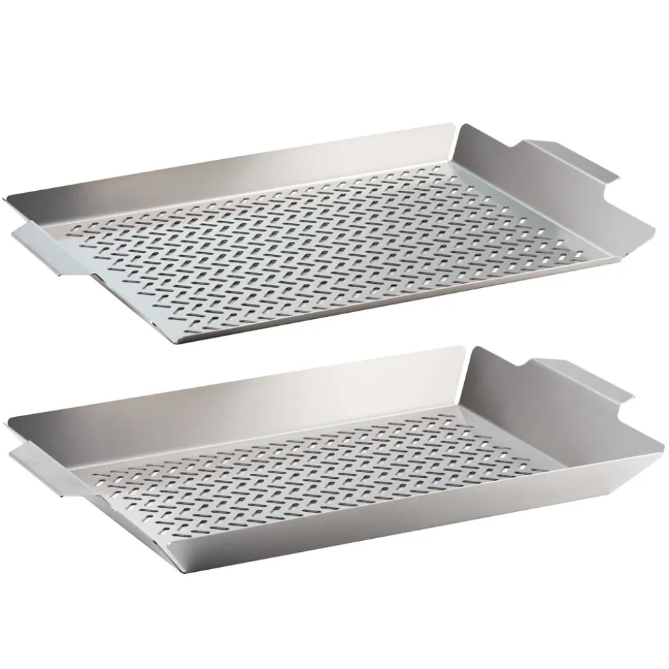 2 Piece Outdoor Roasting Grill Pan Set