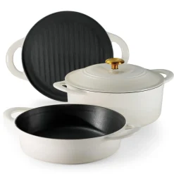 4-Piece Stackable Enamel Cast Iron Cookware Set