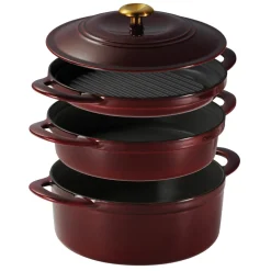 4-Piece Stackable Enamel Cast Iron Cookware Set