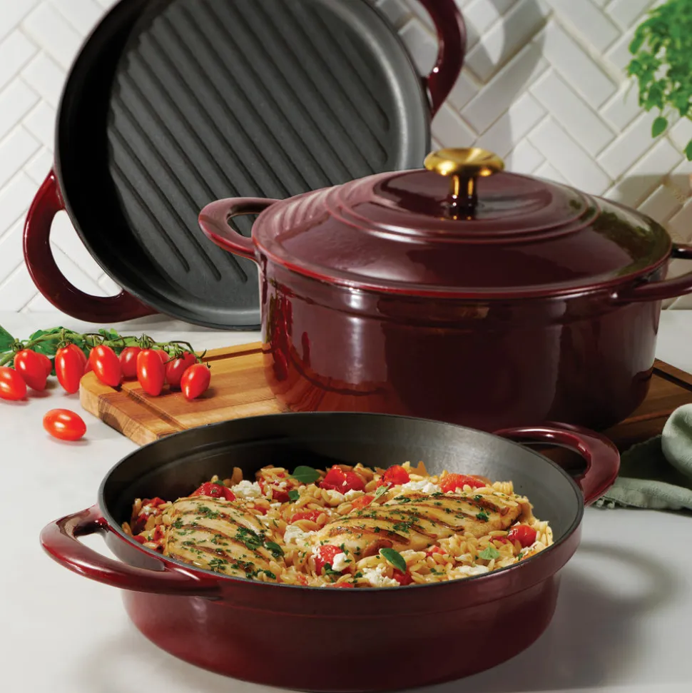 4-Piece Stackable Enamel Cast Iron Cookware Set