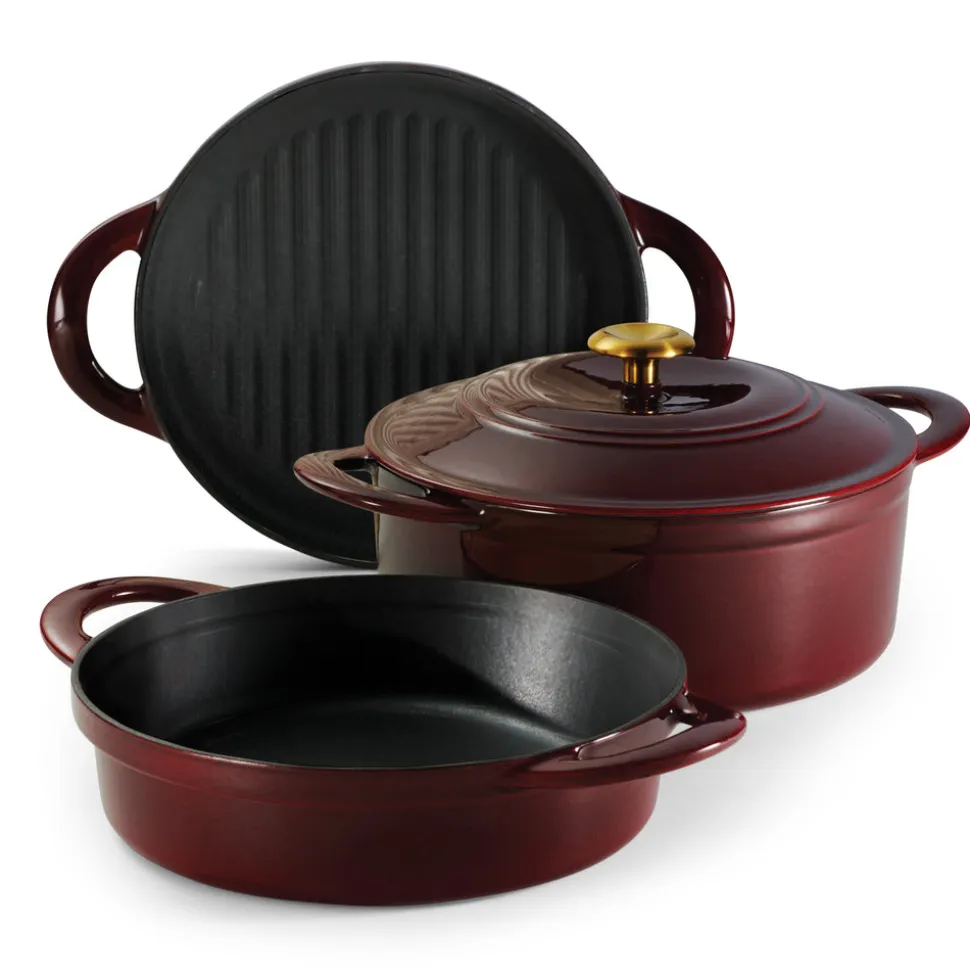 4-Piece Stackable Enamel Cast Iron Cookware Set