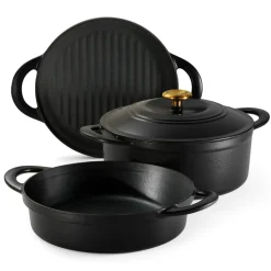 4-Piece Stackable Enamel Cast Iron Cookware Set