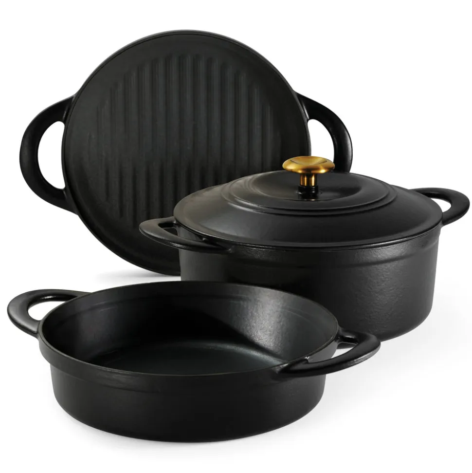 4-Piece Stackable Enamel Cast Iron Cookware Set