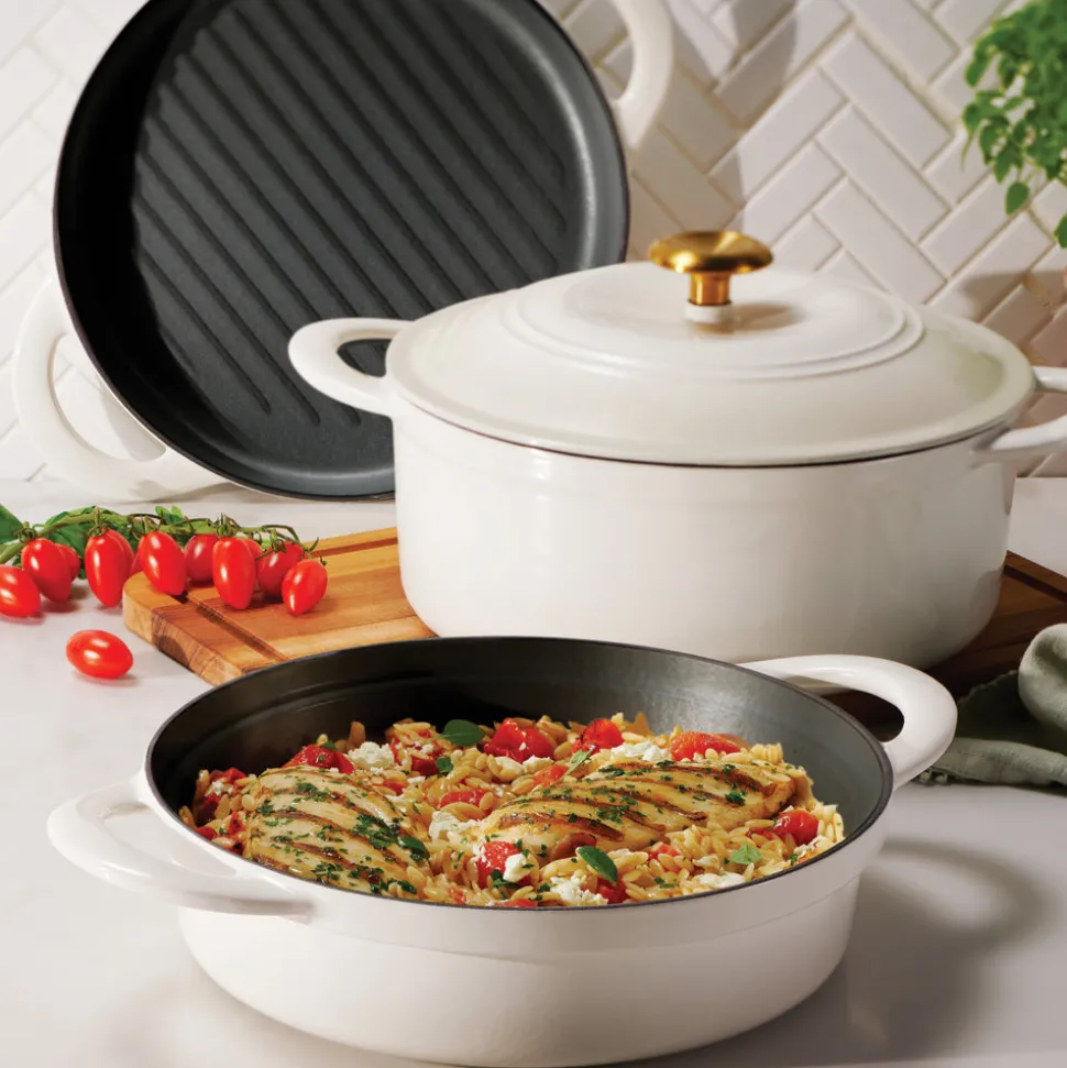 4-Piece Stackable Enamel Cast Iron Cookware Set
