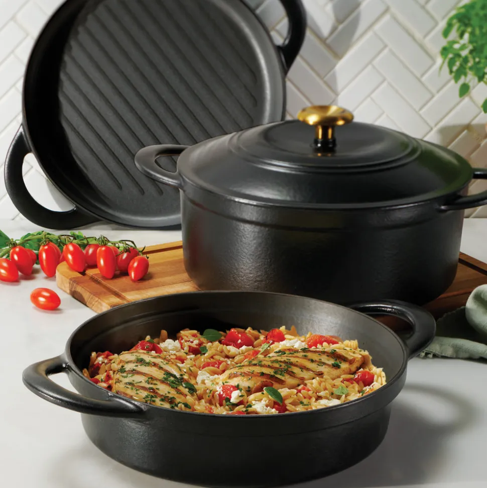4-Piece Stackable Enamel Cast Iron Cookware Set