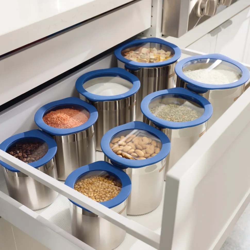 4 Piece Stainless Steel Canister Set - Blue