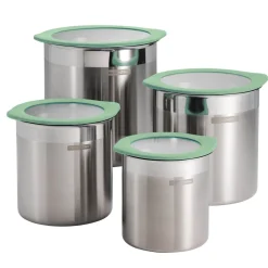 4 Piece Stainless Steel Canister Set - Mint Green