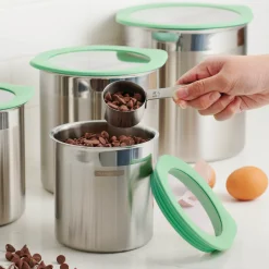 4 Piece Stainless Steel Canister Set - Mint Green