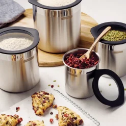 4 Piece Stainless Steel Canister Set - Black