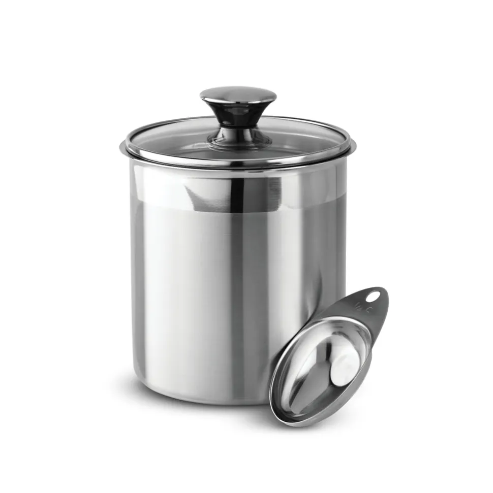 6 Piece Stainless Steel Covered Canister and Scoop Set
