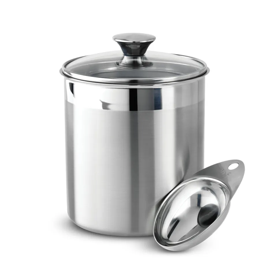 6 Piece Stainless Steel Covered Canister and Scoop Set