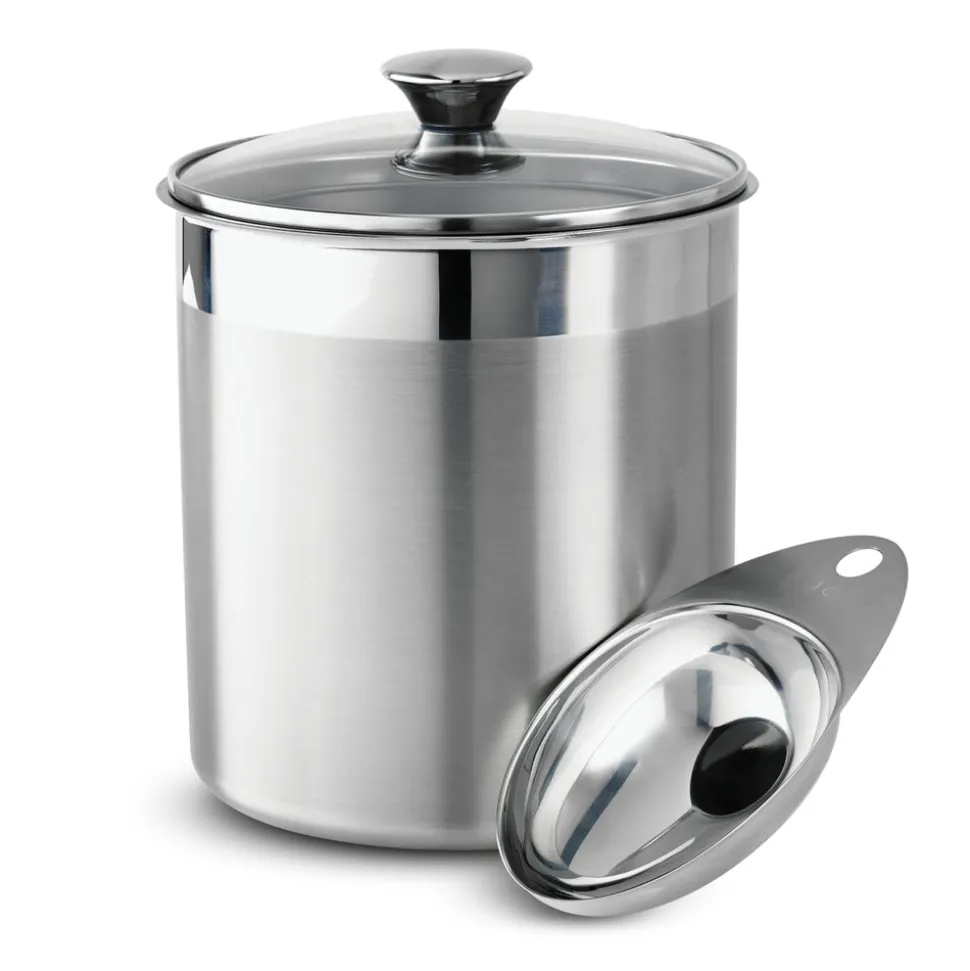 6 Piece Stainless Steel Covered Canister and Scoop Set