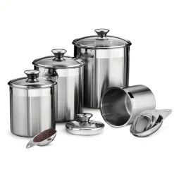 8 Piece Stainless Steel Covered Canister and Scoop Set