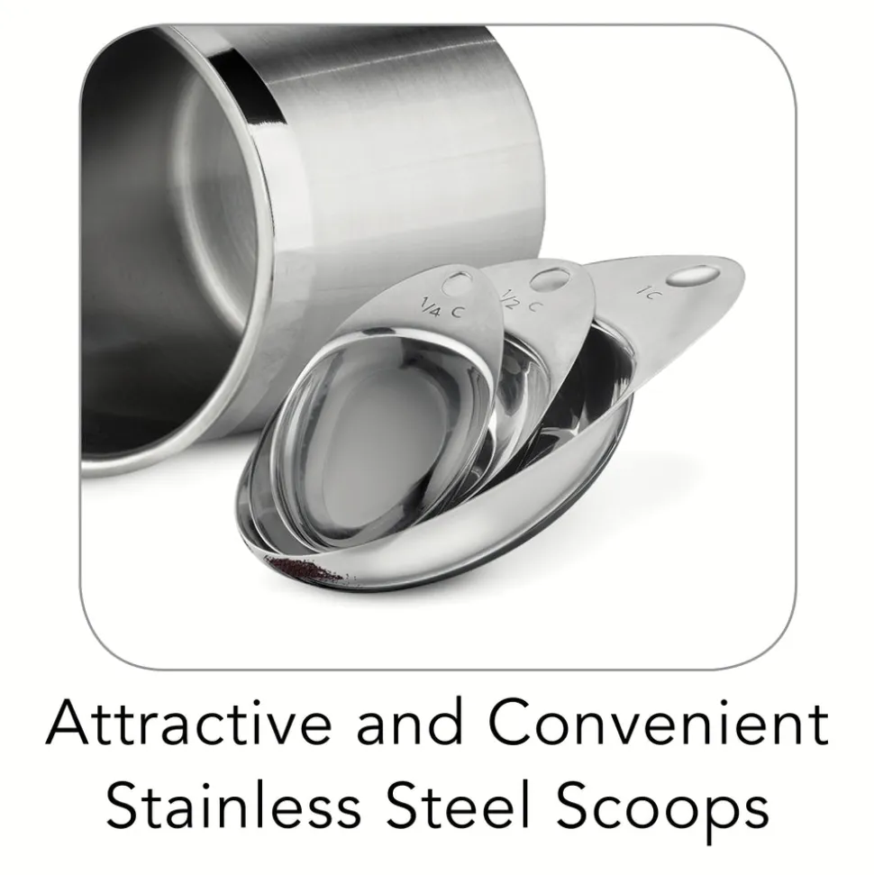 8 Piece Stainless Steel Covered Canister and Scoop Set