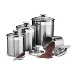 8 Piece Stainless Steel Covered Canister and Scoop Set
