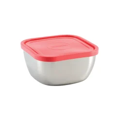 6 Piece Stainless Steel Covered Square Container Set - Multi Color Lids