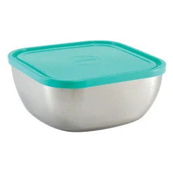 6 Piece Stainless Steel Covered Square Container Set - Multi Color Lids