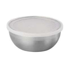 6 Piece Stainless Steel Covered Round Container Set - Frosted Lids