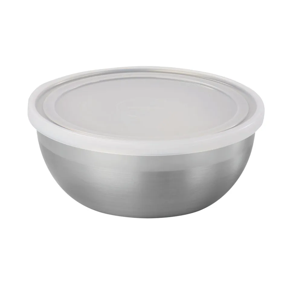 6 Piece Stainless Steel Covered Round Container Set - Frosted Lids