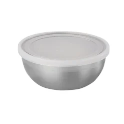 6 Piece Stainless Steel Covered Round Container Set - Frosted Lids