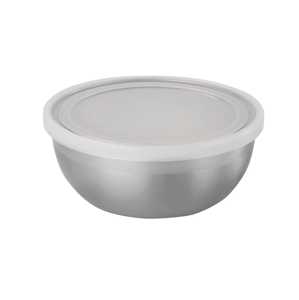 6 Piece Stainless Steel Covered Round Container Set - Frosted Lids