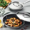 4 Piece Stainless Steel Fry Pan Set with Ceramic Nonstick Interior and Lids