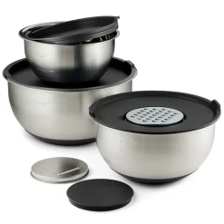 8-Piece Stainless Steel Mixing Bowl & Grater Set with Lids