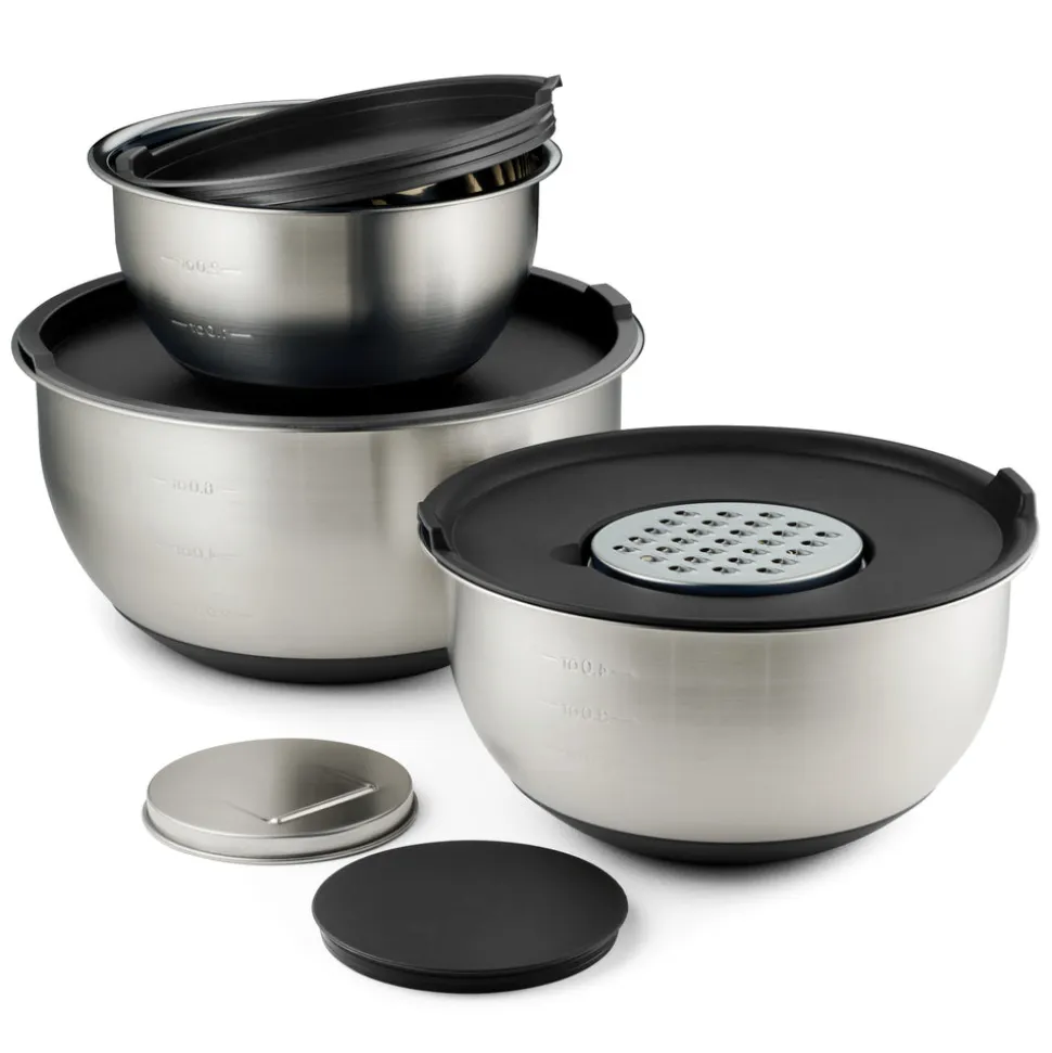 8-Piece Stainless Steel Mixing Bowl & Grater Set with Lids