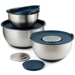 8-Piece Stainless Steel Mixing Bowl & Grater Set with Lids