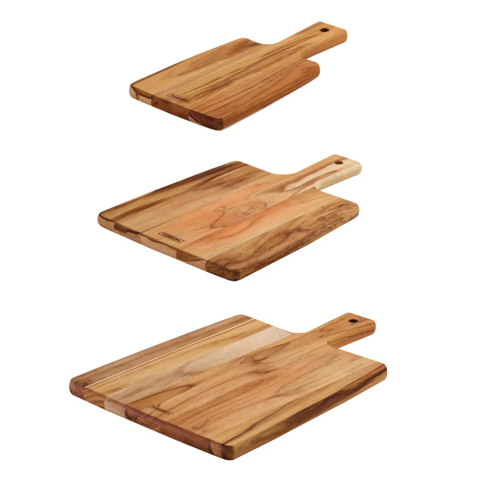 3 Piece Teak Wood Kitchen Board Set with Handles