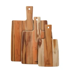 3 Piece Teak Wood Kitchen Board Set with Handles