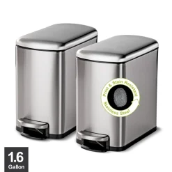 2 Pk-1.6 Gallon Step Trash Cans