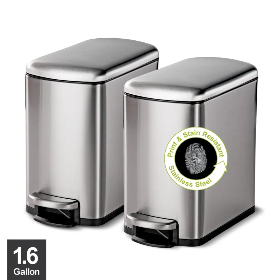 2 Pk-1.6 Gallon Step Trash Cans