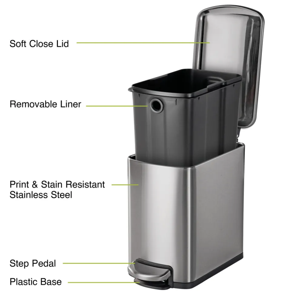 2 Pk-1.6 Gallon Step Trash Cans