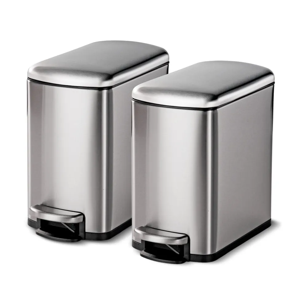2 Pk-1.6 Gallon Step Trash Cans