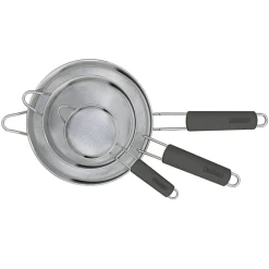 3 Pk Stainless Steel Mesh Strainers with Silicone Grip